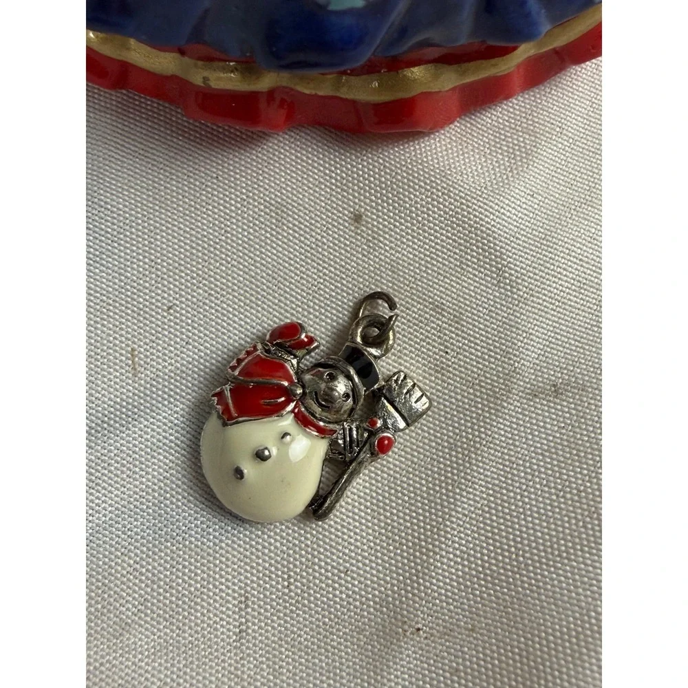 Autom Angel Ceramic Hinged Trinket Box with Snowman Charm Christmas Decor